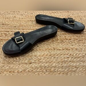 ATP Atelier Black Leather Slide Sandals w/ Gold Buckle – Size 37 (Made in Italy)